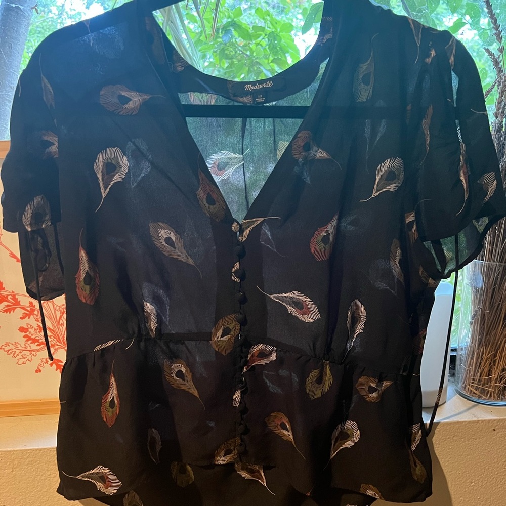 Madewell silk button-up blouse.